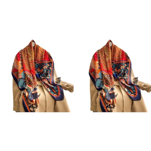 PALAY® Female Satin Scarf Square Silk Feeling Head Shawl Comfy Polyester Hair Wrapping Scarves For Women Girls 43.5×43.5 In Tree Of Life Prints Multicolor 2 PCS PALAY® Female Satin Scarf Square Silk Feeling Head Shawl Comfy Polyester Hair Wrapping Scarves For Women Girls 43.5×43.5 In Tree Of Life Prints Multicolor 2 PCS